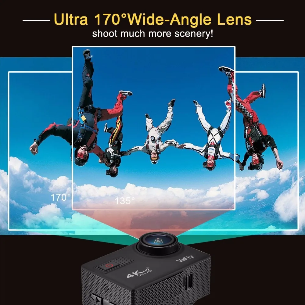  VeFly Sports & Action Video Cameras action camera 4k cam dvr wifi remote control hdmi sport camera 