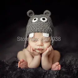 Дети капот новорожденных для фотосессий, Бегемот новорожденных детская шапка