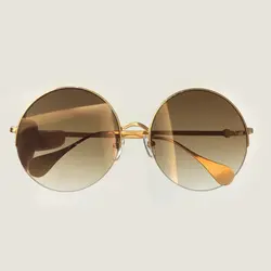 Мужские солнцезащитные очки в стиле стимпанк Для женщин из металла WrapEyeglasses Круглый Оттенки Брендовая Дизайнерская обувь солнцезащитные