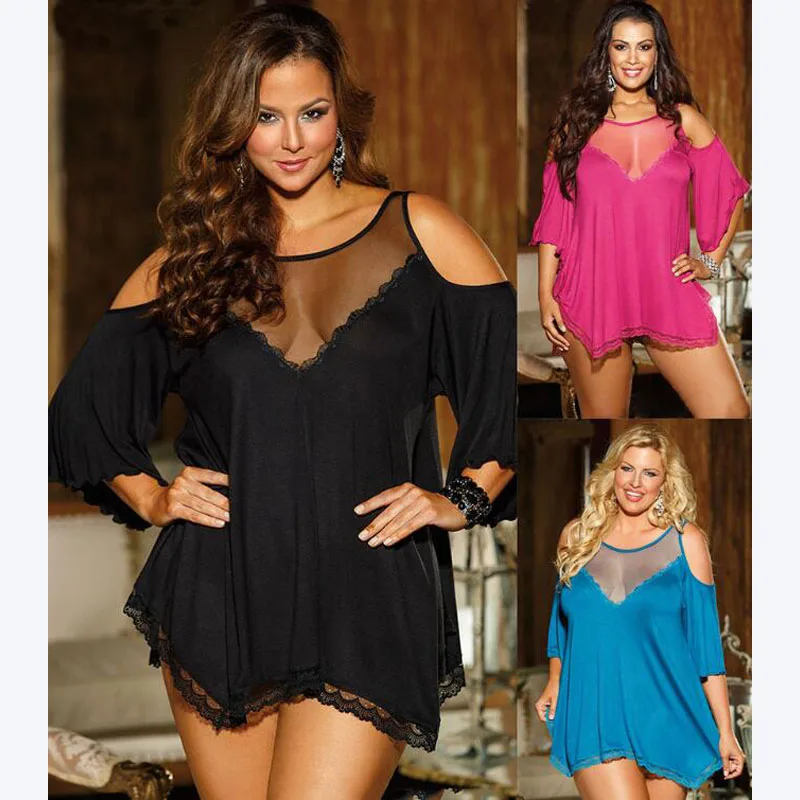 

Women Sexy Dress Lady Nightgown Sleepwear Women Sexy Pajamas Plus Size Exotic Dresses Deep V-neck Babydolls Chemises
