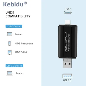 

Kebidu USB 2.0 Multi-function Memory Card Reader Micro USB OTG Type C Card Reader/Writer for Android Phone Tablet PC Adapter