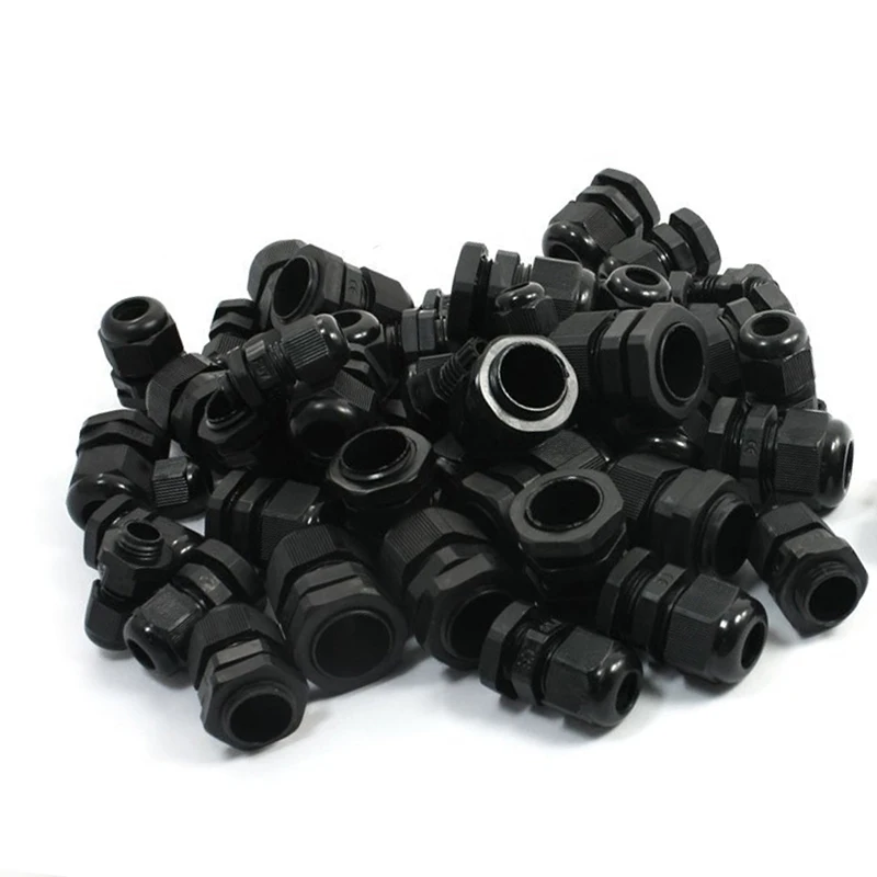 HOT 50PCS PG7 PG9 PG11 PG13.5 PG16 черные пластиковые Водонепроницаемые кабельные