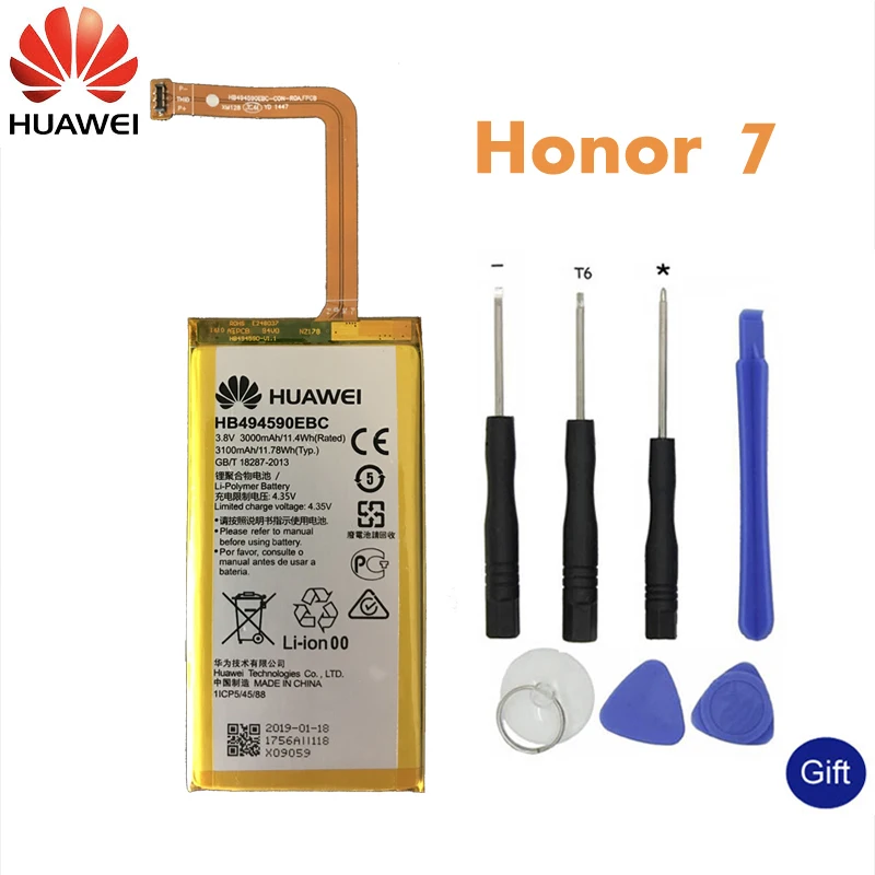 

Huawei Original Phone Battery HB494590EBC For Huawei Honor 7 Glory PLK-TL01H ATH-AL00 PLK-AL10 Replacement Batteries 3000mAh