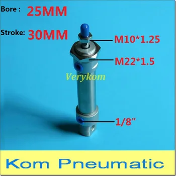 

Pneumatic Stainless Steel Air Cylinder 25mm Bore 30mm Stroke MA 25*30 Double Acting Piston Cushion 1/8" Airtac MA25-30 25x30 -S