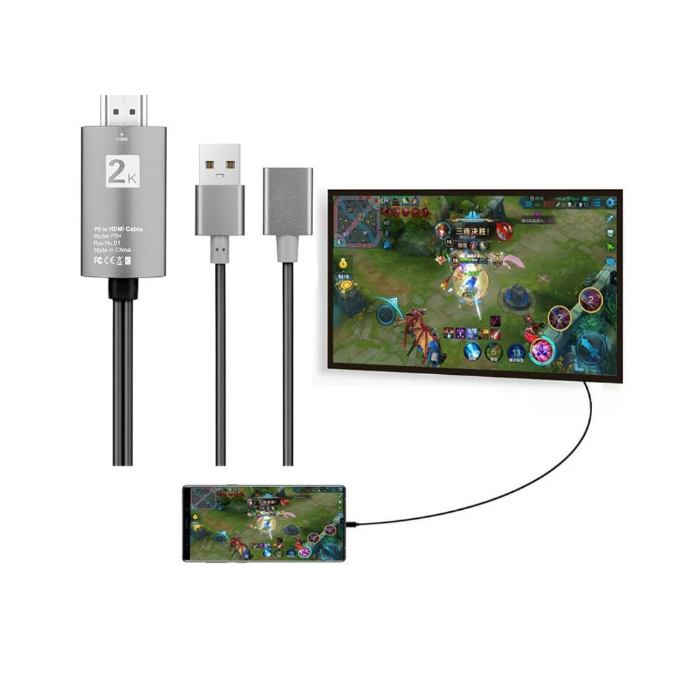 2 м USB для быстрой зарядки к HDMI кабель HDTV цифровой av-адаптер 1080P Smart для Apple iPhone 8 plus 7plus 6S плюс 5S iPad для IOS и Andriod для проектора