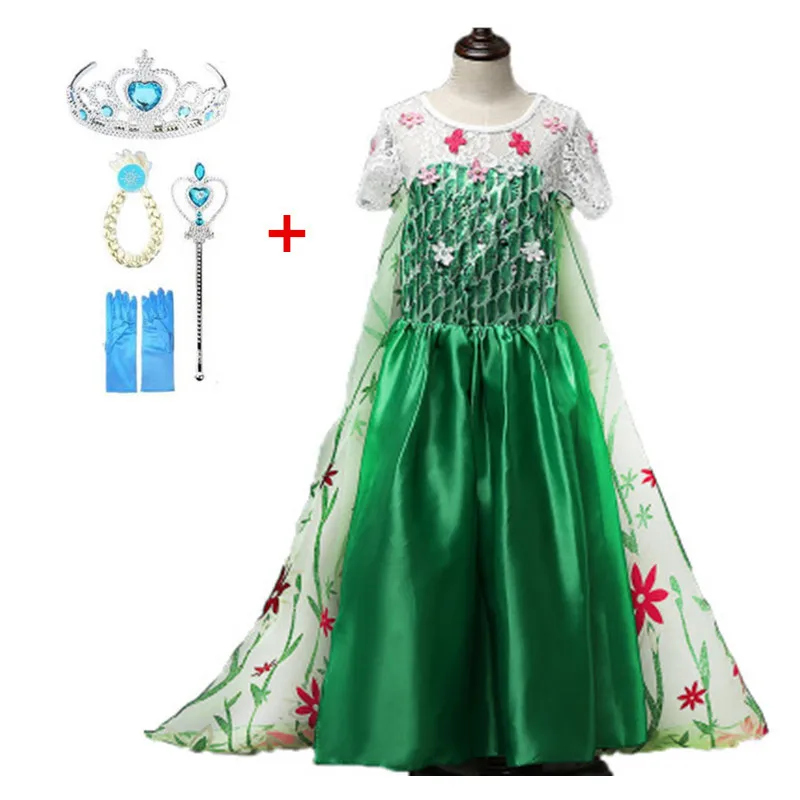 

Elsa dress long sleeve girls costume snow queen cosplay dress princess Anna girls clothes vestidos infantis disfraz