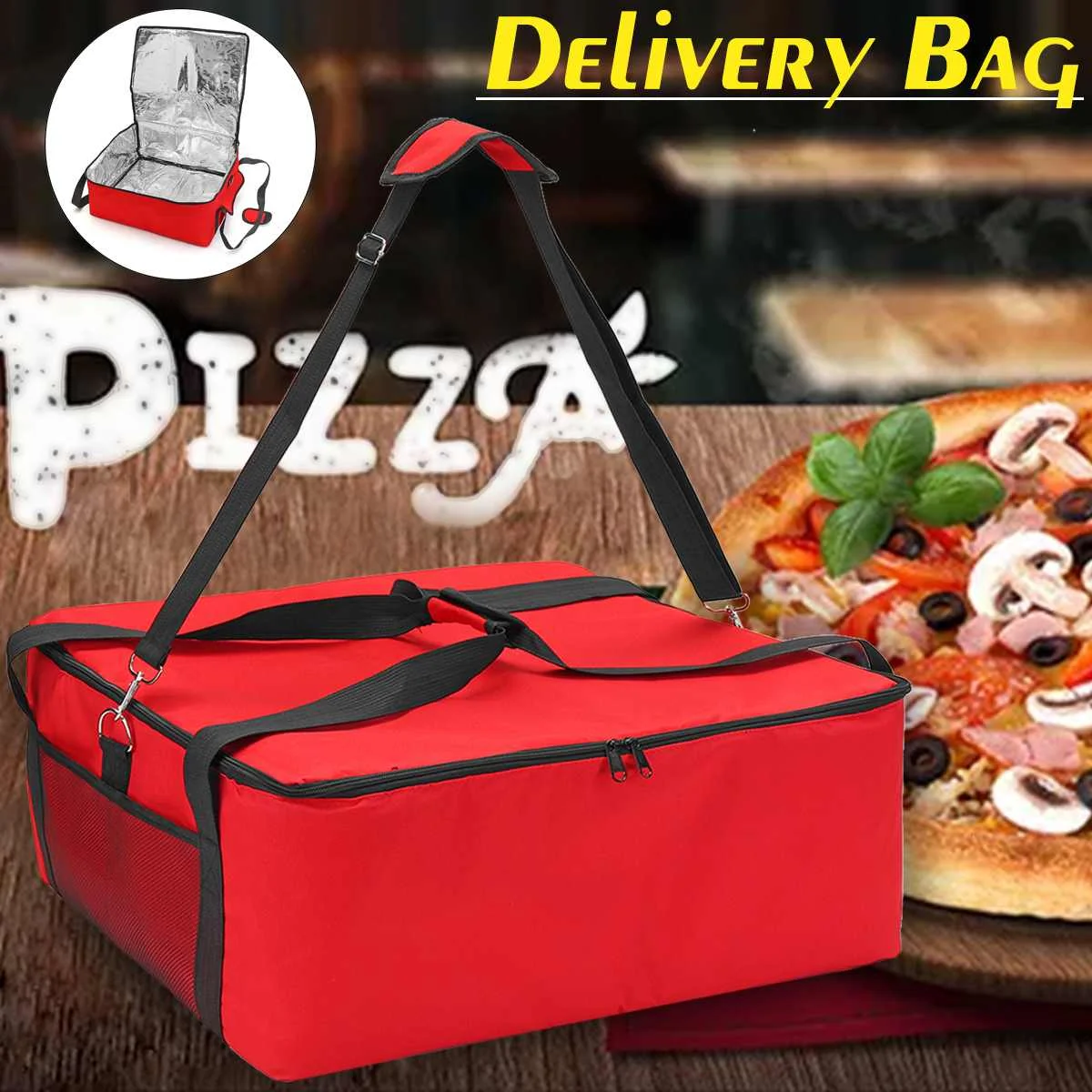 

For 16'' Extra Large and high Thickening Cooler Bag Ice Pack Insulated Lunch Pizza Bag Fresh Food Portable Delivery Container