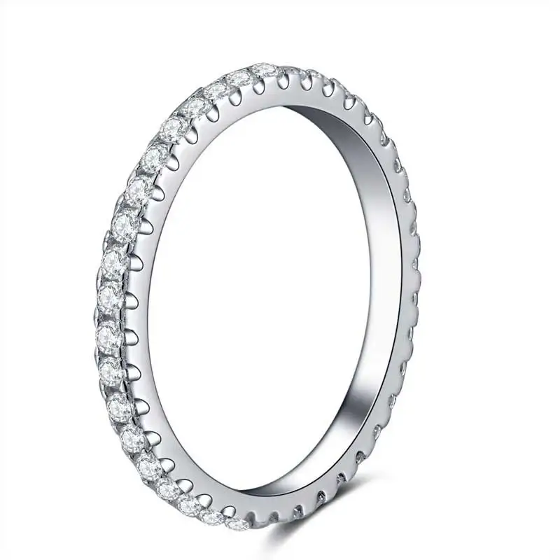 Цвет рыбы простой 2 мм Вечность Обручальное кольцо Круглый 0,57 ct модные ювелирные изделия для женщин стерлингового серебра 925 Обручальное кольцо соответствующие