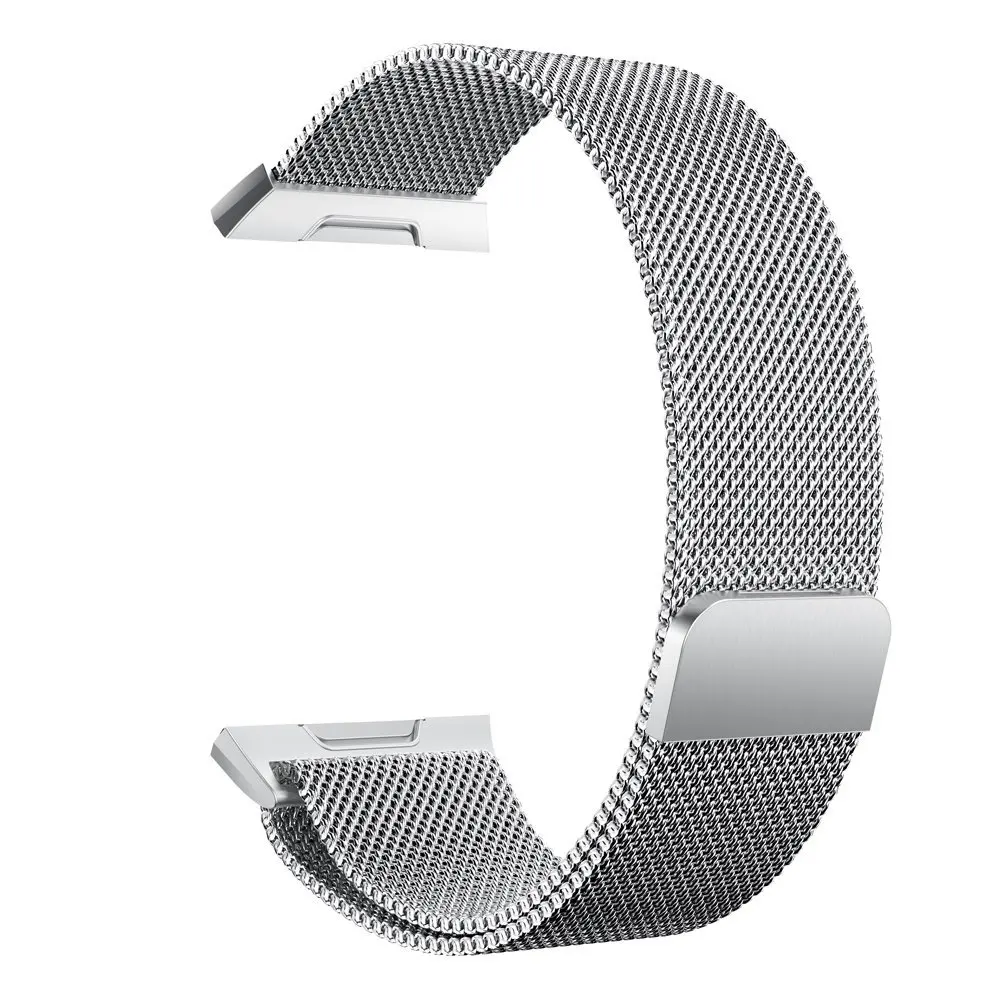 Oulucci Нержавеющая сталь сетка петля металлический сменный ремешок с уникальным магнитным замком Аксессуары Для Fitbit ионный маленький большой - Цвет: Silver