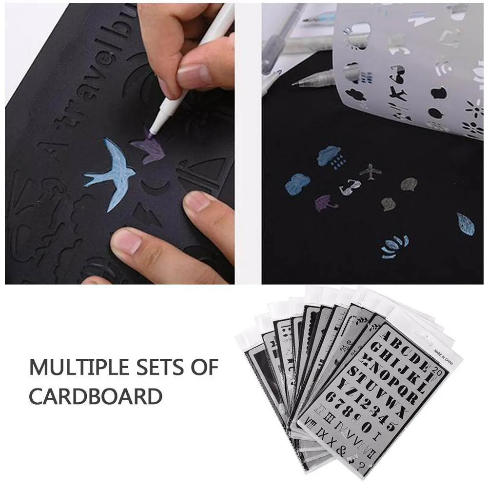 

12/20 Pcs Plastic Planner DIY Drawing Template Bullet Journal Stencil Set for Diary Notebook Scrapbook 88 XH8Z