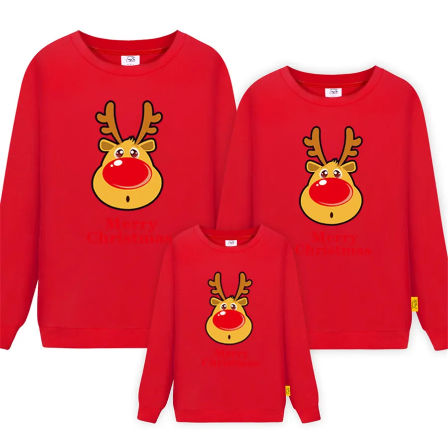 

Christmas Sweatshirt Hoodie Reindeer Family Matching Outfits Sweaters Boys Girls New Year Warm Clothes
