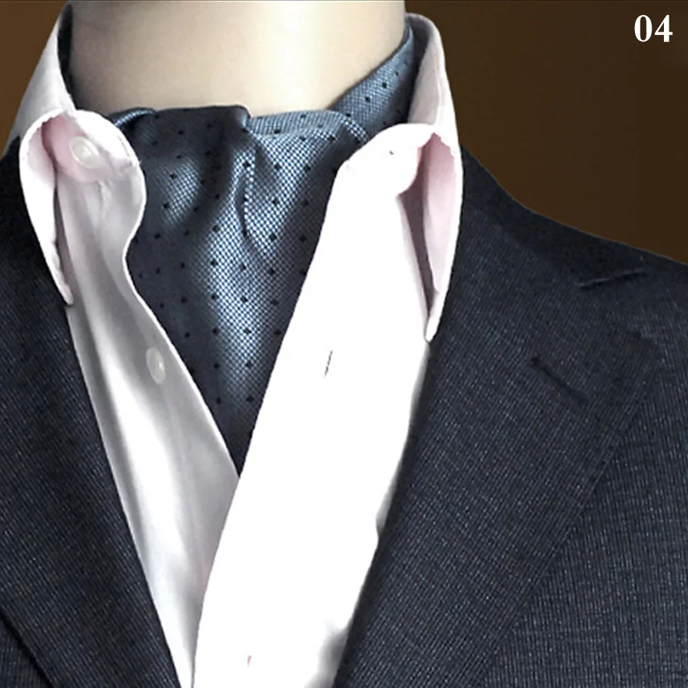 Мужской формальный галстук в горошек Пейсли Цветочный широкий галстук Аскот шарф свадебный - Цвет: 04