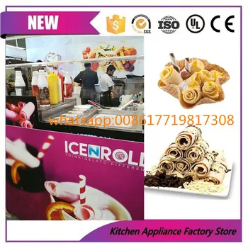 

Single square flat pan 4 toppings fry roll ice cream machine wtih table type