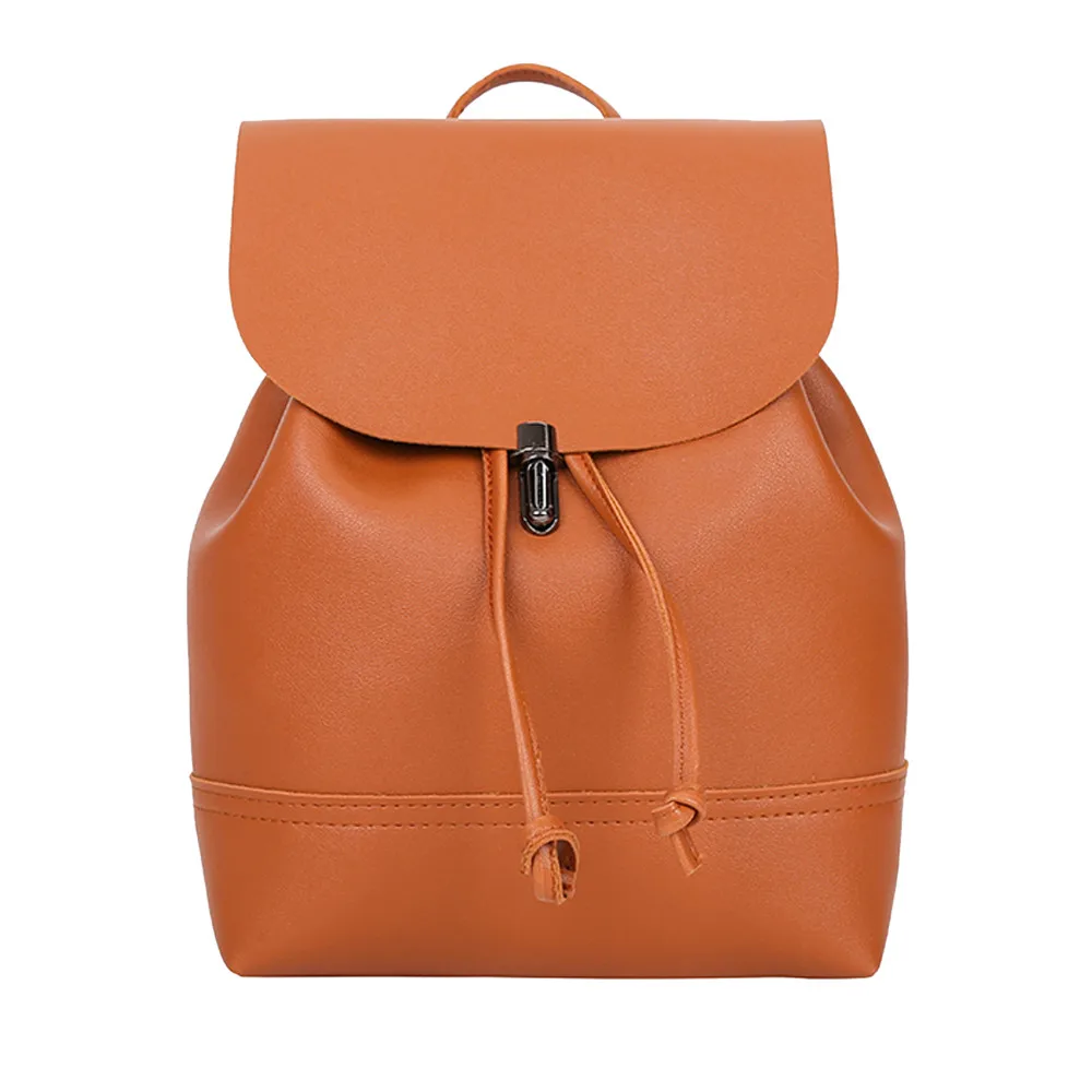 

Fashion Women backpack 2018 Vintage Pure Color Leather School Bag Backpack Satchel backpack women Shoulder Bag bolsa feminina