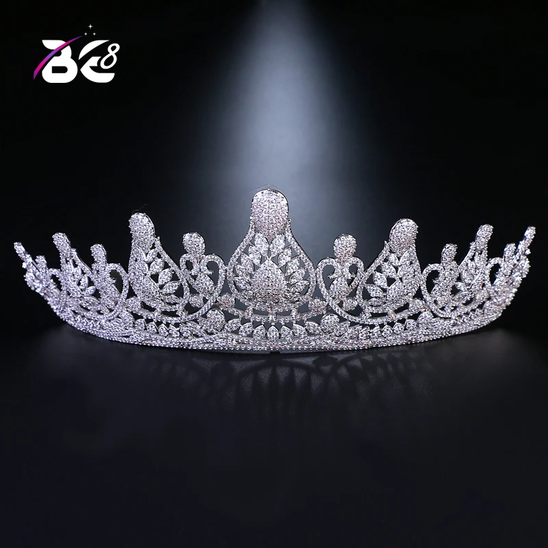 

Be 8 Luxury Cubic Zircon Tiara CZ Crown Bride Headband Wedding Hair Accessories Crystal Crowns Diadema Coroa Noiva H060