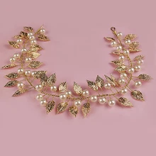 Романтические винтажные аксессуары для волос золотого цвета, свадебная повязка для волос с жемчугом, головной убор для невесты, украшение для волос