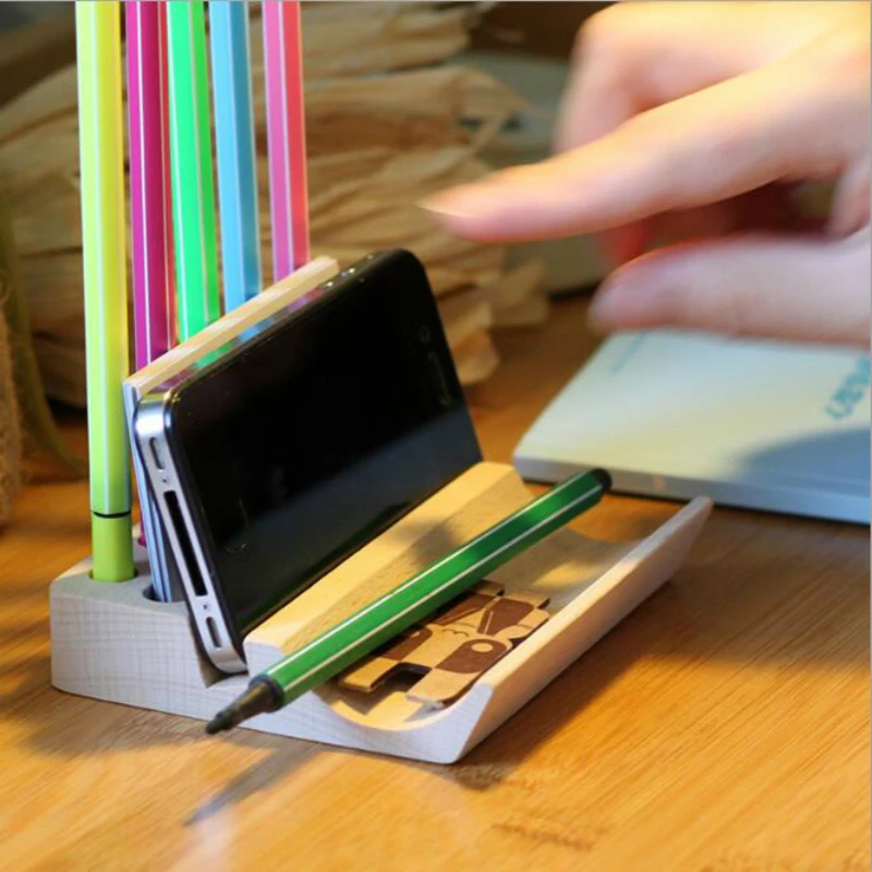 1 шт. многофункциональная настольная Ручка для хранения деревянная подставка для мобильного телефона с креплением для шезлонга коробка