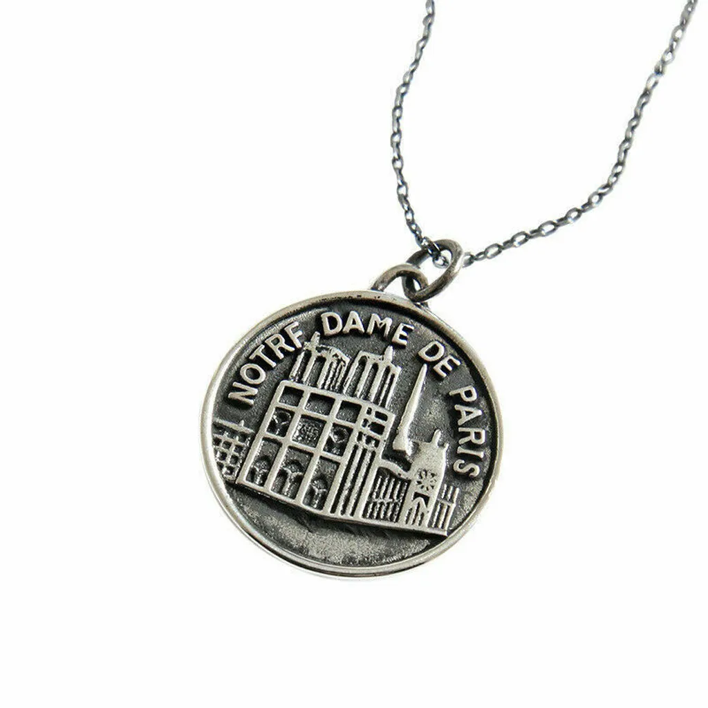 

Diomedes Retro Notre Dame de Paris Sterling Silver Coin Pendant Necklace Chain Wholesale Apr18p40