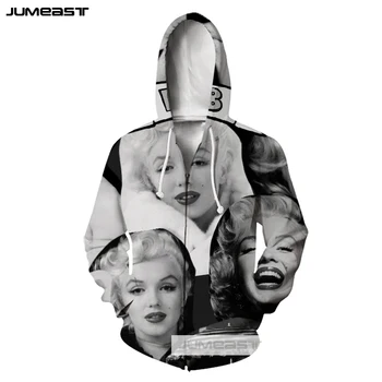 

Jumeast 3D Printed Sexy Marilyn Monroe Men/Women Clothes Zipper Hoodies Funny Personality Long Sleeves Jacket Sport Pullover