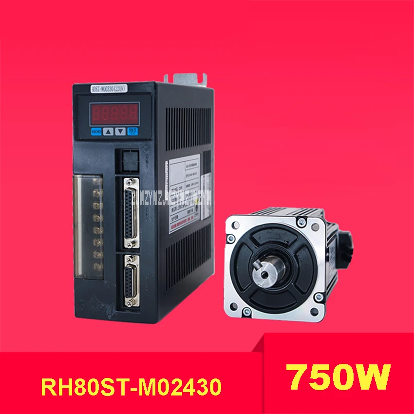 

New High Quality 750W Servo Motor Driver Set RH80ST-M02430 220V 2.4N.M 3000r/min 80*80mm AC Servo Motor+Drive Kit +3M Motor Line