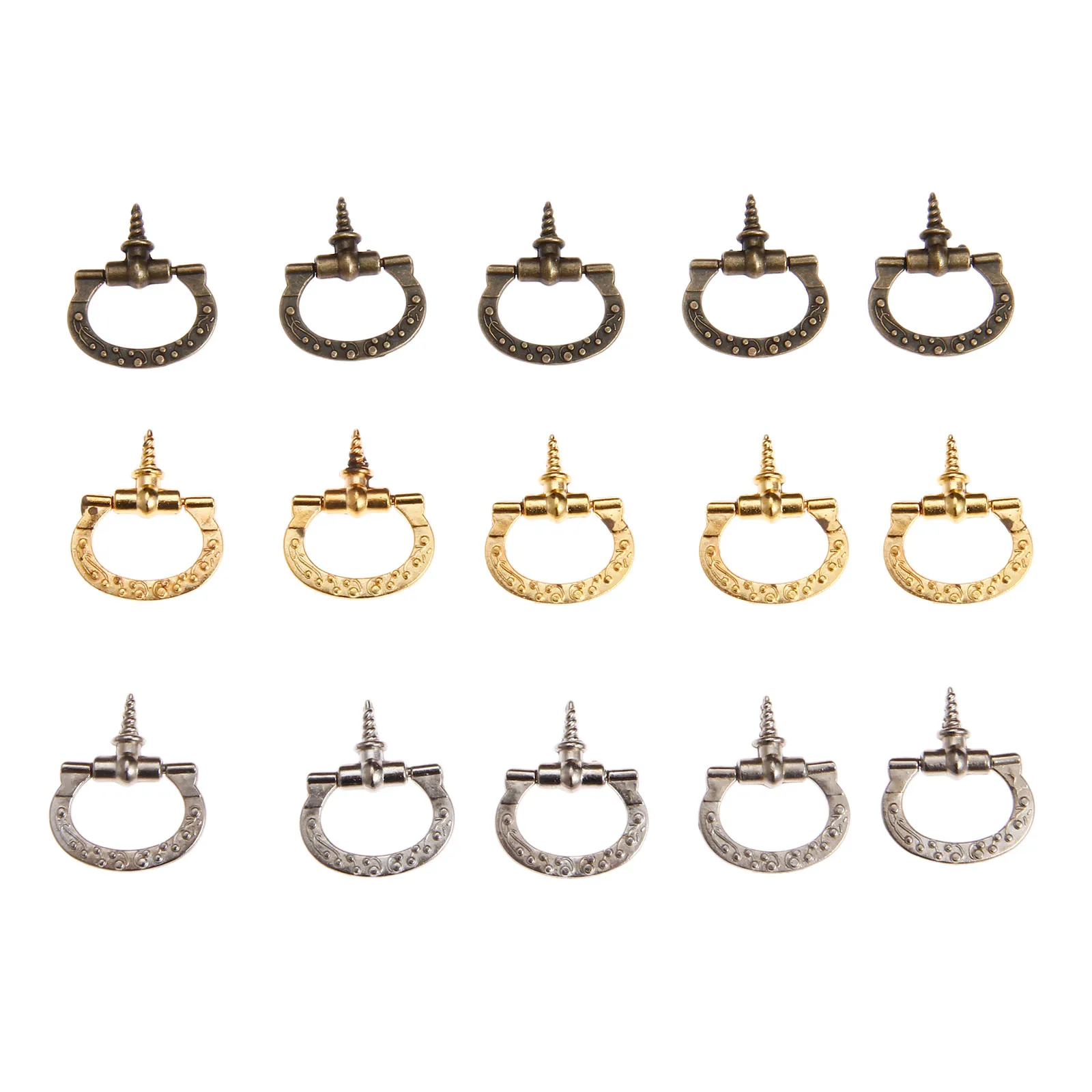 

DRELD 5Pcs Antique Cabinet Knobs Jewelry Box Drawer Cupboard Pull Handles Self-Tapping Screws Handle Furniture Fittings 24*27mm