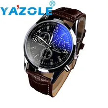Millky estrellas yazole reloj hombres de lujo de cuero de imitación blue ray cristal relojes analógicos de cuarzo 17mar23