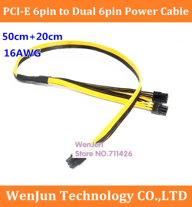 Новый блок питания Кабели 16AWG провода PCI e Molex 6pin папа до 2 6p Express Внутренний силовой