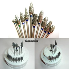 10 шт. Стоматологическая лаборатория Титан нитрат Карбид Боры полировальные+ 1 hp круглый боры блок