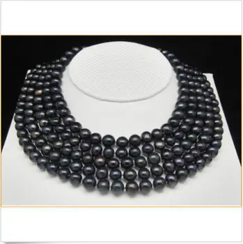 

NEW LONG 100" 9-10MM TAHITIAN BLACK PEARL NECKLACE PLATED CLASP EARRING