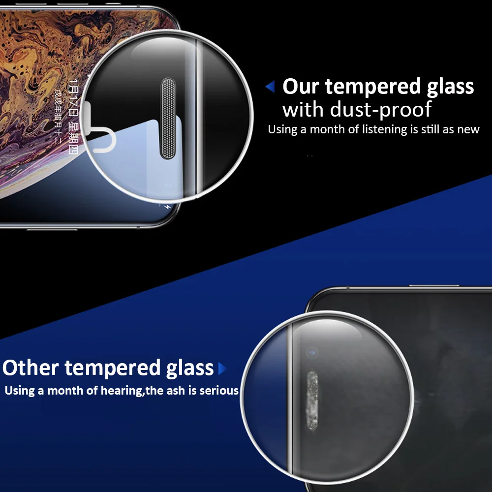9 H полное покрытие из закаленного стекла для iphone X XS MAX XR Защитная пленка для экрана iphone 6 6 S 7 8 Plus Пылезащитная металлическая сетка