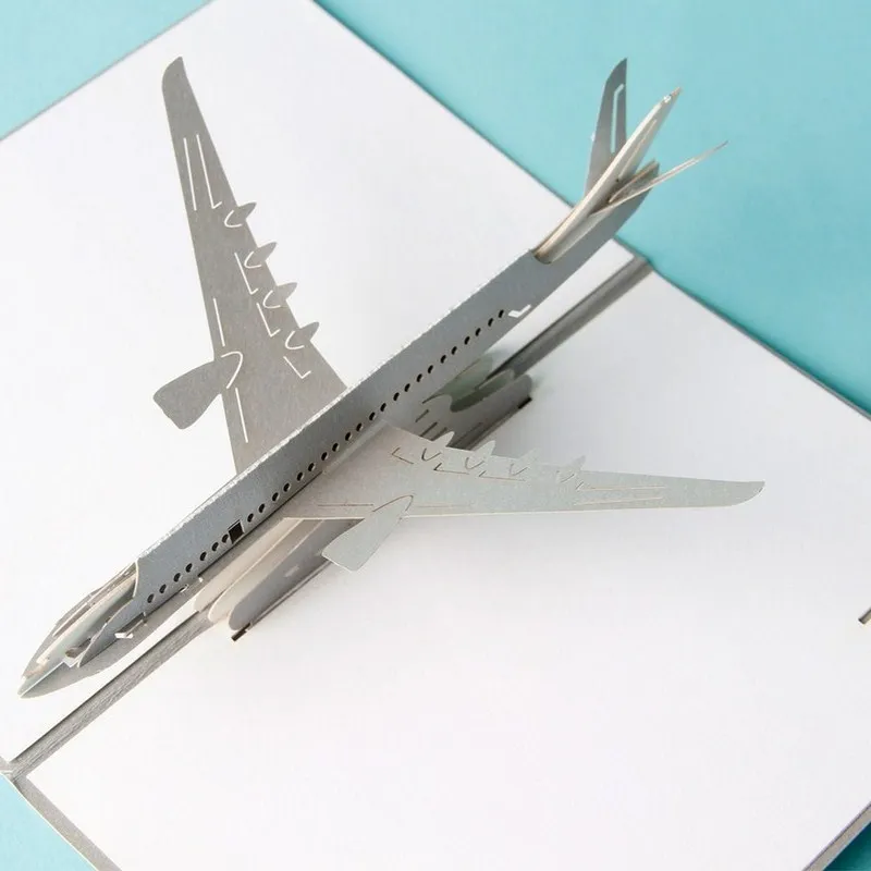 

3D Pop Up Airplane Dies Greeting Card Laser Cutting Envelope Postcard Hollow Carved Handmade Kirigami Children Creative Gifts