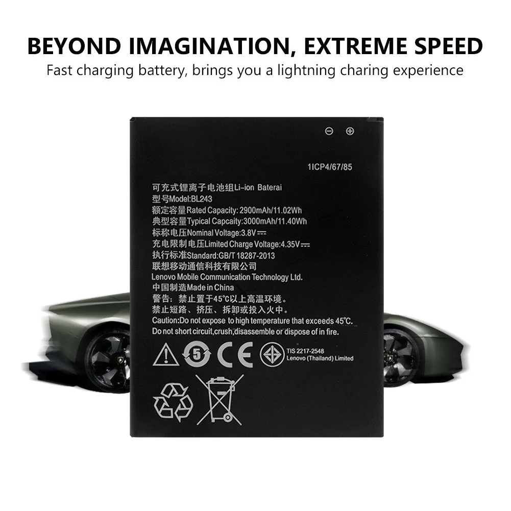 YCDC 2900mAh BL 243 BL243 3,8 V батарея для lenovo K3 Note K50-T5 K50-T3S A7000 A7600 3,8 V литий-ионная аккумуляторная батарея