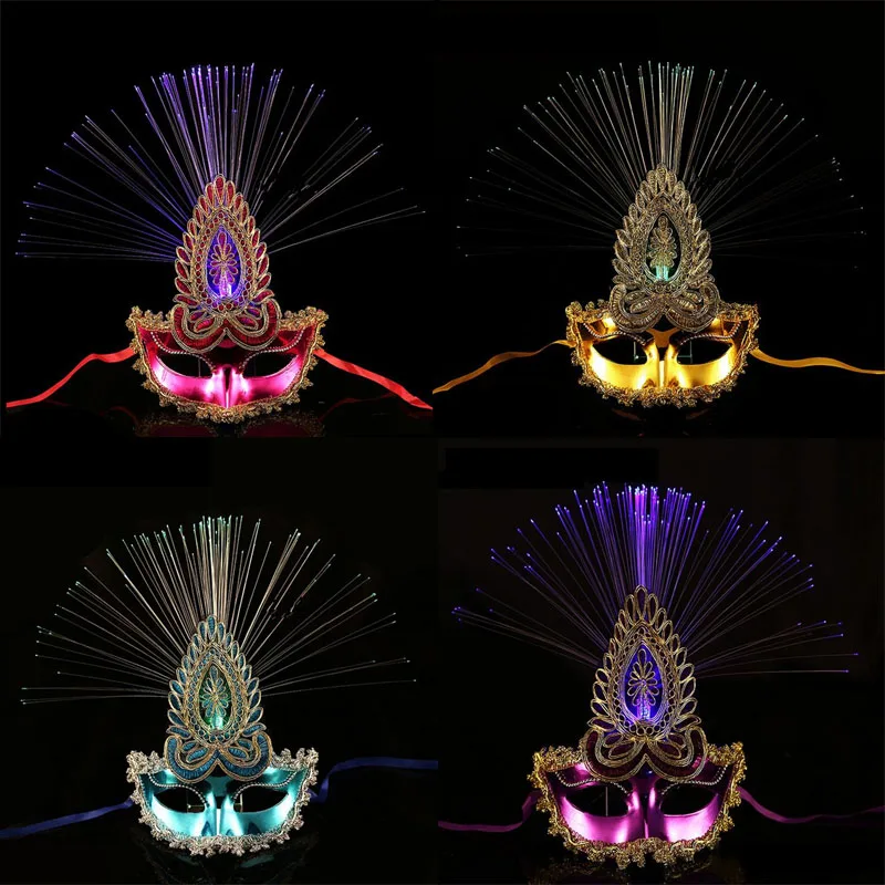 

2018 NewFlashing Butterfly Mask Light LED Optical Fiber Masks For Girls Woman Dress Up Ball Masks Halloween Dance Party Supplies