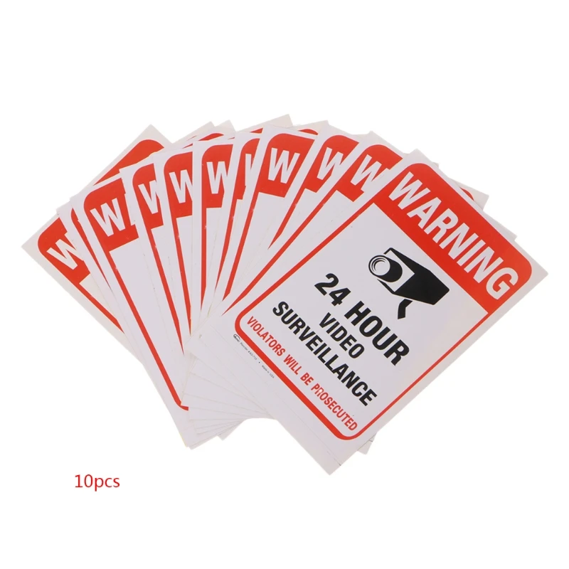 Warning Stickers Warning Decal 10pcs Lot Waterproof PVC CCTV Video Surveillance Security Sticker Warning Signs