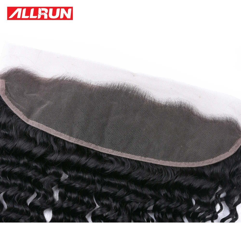 Allrun Hair Peruvian Deep Wave Human Hair Lace Frontal Closure PrePlucked 13x4 Ear To Ear Full Lace Closure Human Hair Extension