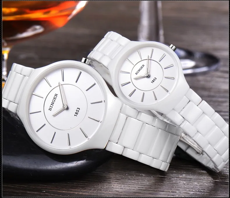 Switzerland Binger Космические керамические кварцевые часы женские модные влюбленные стильные роскошные брендовые водонепроницаемые наручные часы B8006-5