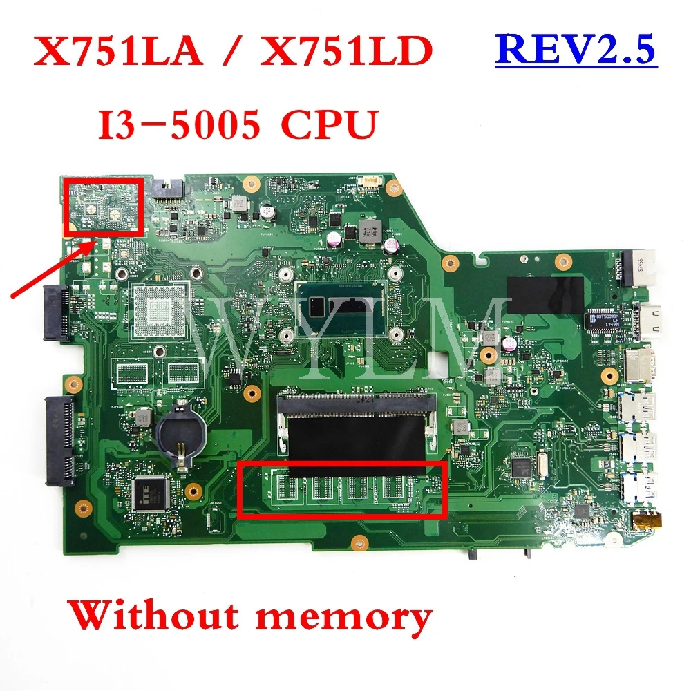 X751LA I3 5005CPU без Оперативная память платы REV2.5 для ASUS X751L X751LAB R752L R752LD R752LN X751LD X751LJ DDR3