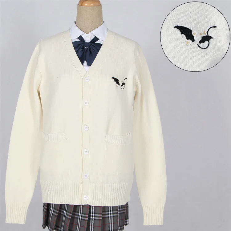 Пара влюбленных милый котенок Летучая мышь вышивка школьная форма Япония сестра JK свитеры для женщин осень вязаный кардиган британский