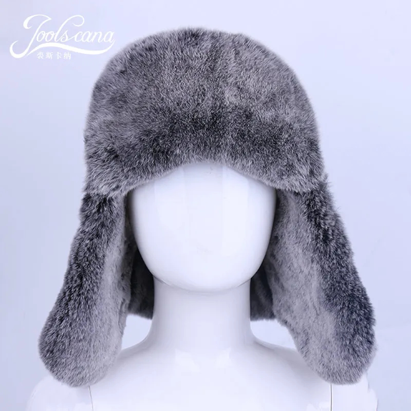 

JOOLSCANA Kid hat winter hats for child cap for kids fur hat warm russia beanie earmuff caps real rabbit fur Waterproof cloth