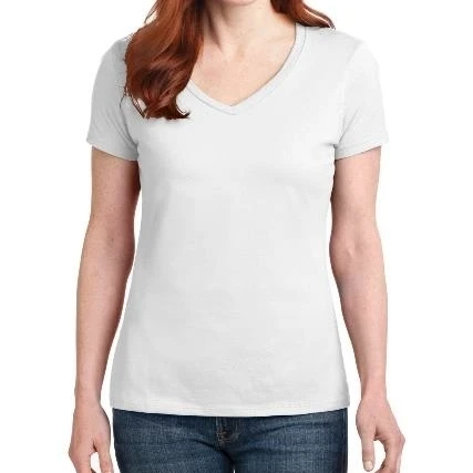 Hanes S04V Ladies Nano-T Cotton V-Neck T-Shirt White - Large (1)