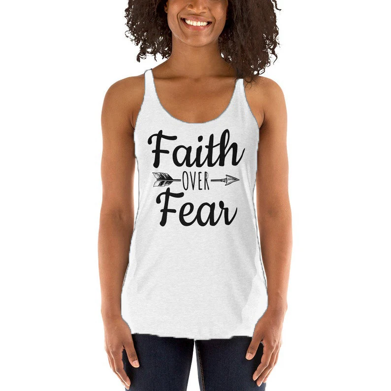 white vest black txt Жилет Faith поверх Fear женский резервуар для белья топы Модные Повседневные любовь религиозный хлопок вера Христианский подарок жилет со стрелами библейские рубашки - Цвет: white vest black txt