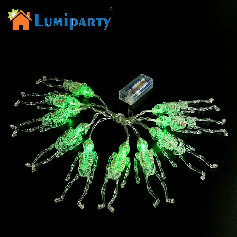 LumiParty Новое поступление Hallowmas декоративные Скелет сказочных огней 10 светодиодов Строка освещения череп Главная Батарея зеленый