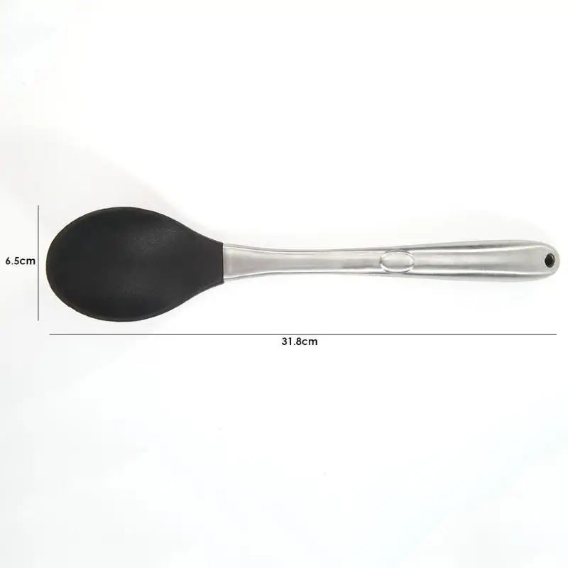 Kitchen utensils H Силиконовая посуда шпатель дуршлаг для кухни кухонная посуда с ручкой из нержавеющей стали кухонная посуда дизайн крючка с отверстием - Цвет: Kitchen utensils H