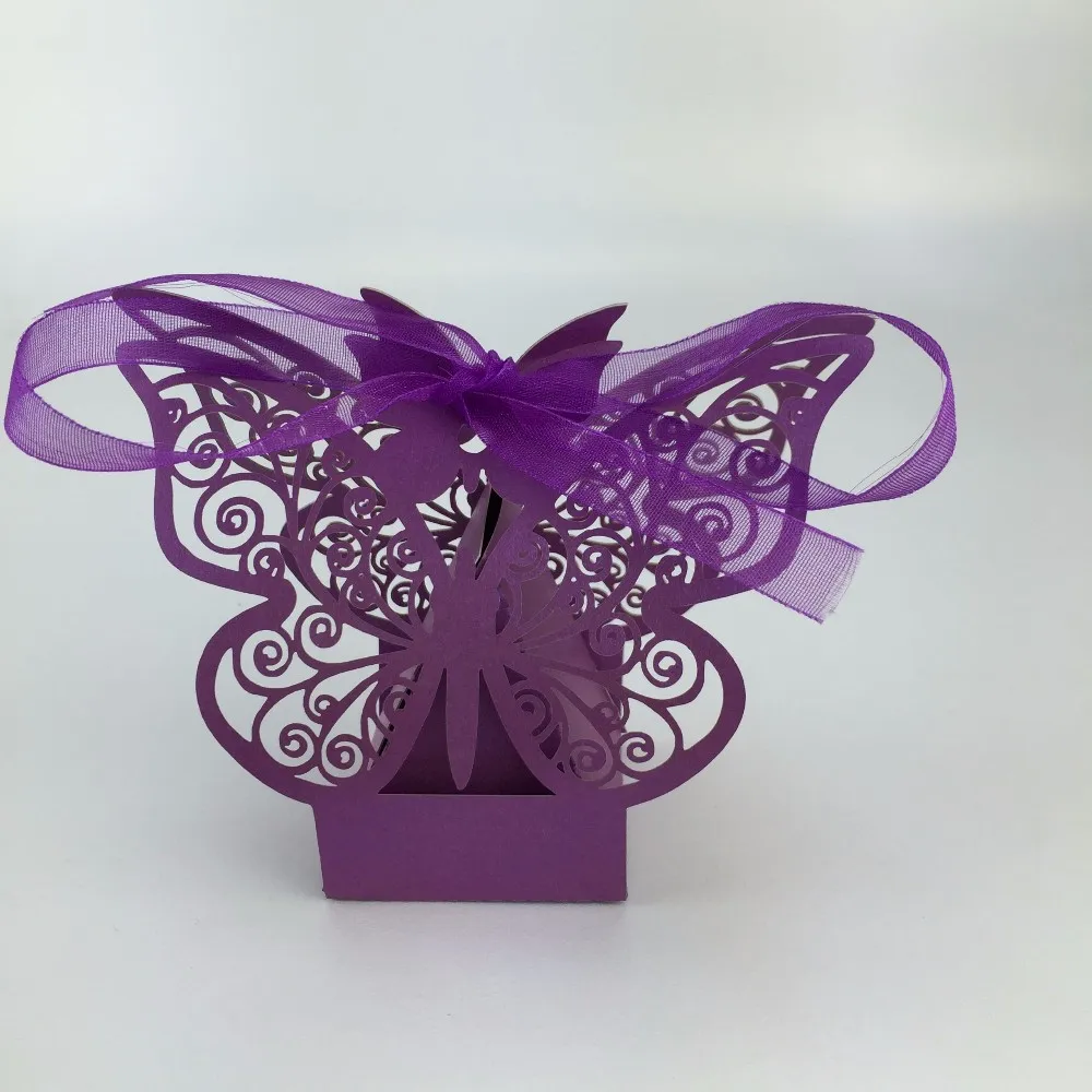 

Popular butterfly design ivory wedding candy box handmade sweet favor candy boxes from direct factory
