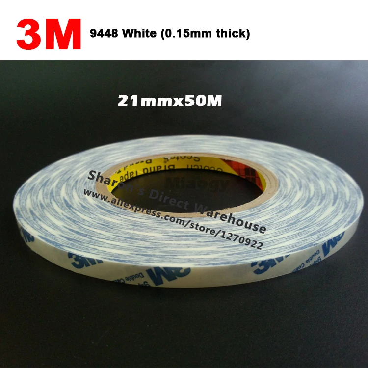 21mm*50M*0.15mm thick 3M 9448A White Double Sided Adhesive Tape for