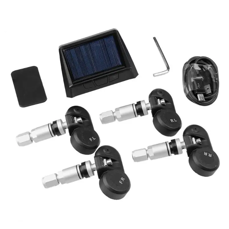Солнечный автомобильный TPMS lcd Беспроводной внешний/внутренний датчик давления в шинах температурная система контроля давления в шинах с 4 датчиками s