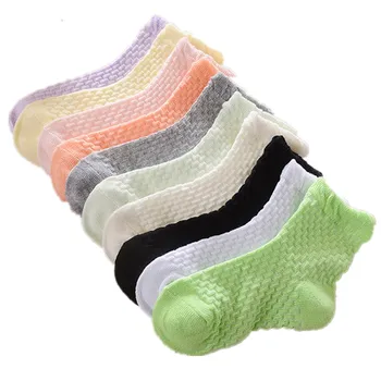 

0-12 Years Children Socks 5 Pairs Breathable Baby Girls Hobby Sox Kids Anklets Boys Hose Pure Solid Socks For Girls Pure Solid