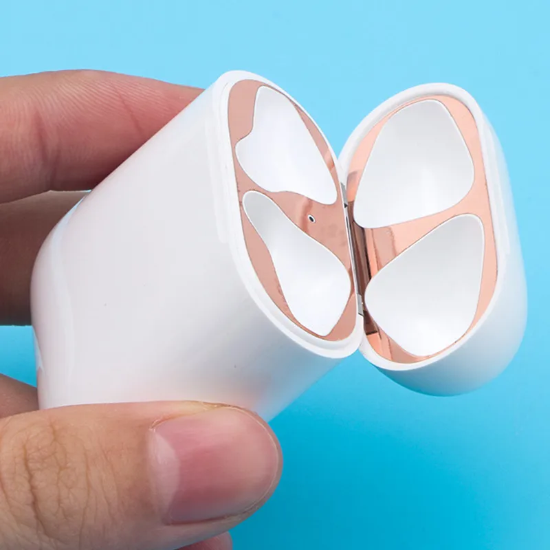 Металлический пылезащитный чехол для Apple AirPods, Защитная Наклейка для аксессуаров, защита кожи AirPods от железной металлической стружки