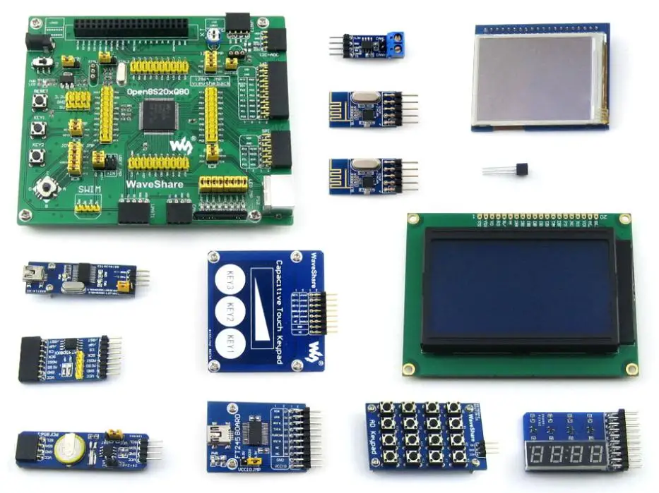 

2018 Module Stm8s208mb Stm8s208 Stm8s Evaluation Development Board +2.2inch Touch Lcd+capacitive Keypad+12 Modules=open8s208q80