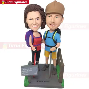 

Hiking Wedding Cake Topper Personalized Wedding Cake Topper Custom Bobble Head Clay Figurine Hiking Cake Topper Hiking Gifts Hik